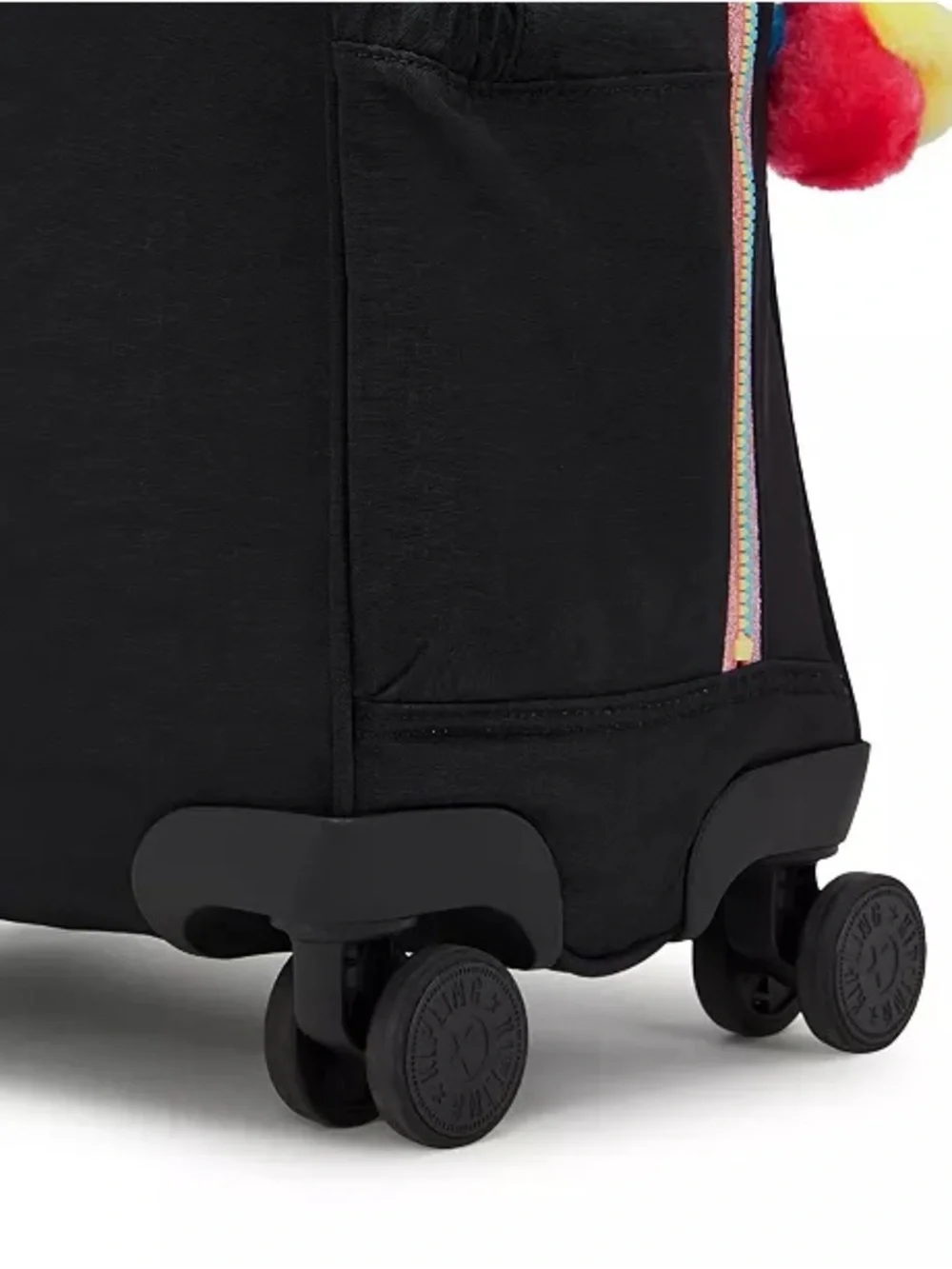 Kipling❤️🔥 Mese Rolling Backpack Black Rolling Suitcase Rainbow Zipper Accents